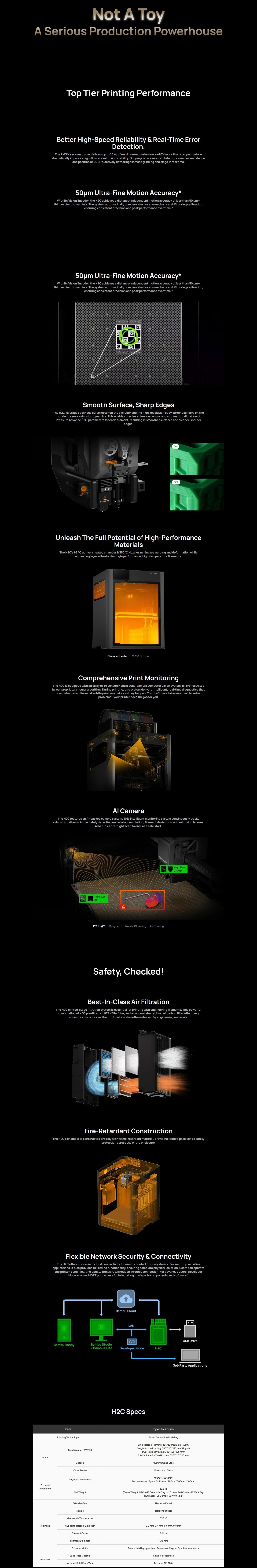 Bambu Lab H2C 3D Printer - Laser Full Combo 10W [Global Version]